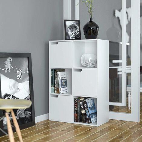 Homfa Scaffale Libreria Altezza Regolabile Mobile Soggiorno in Legno Mobile Per Archiviazione 30 × 23.5 × 180 cm Carico 30 kg Bianco 