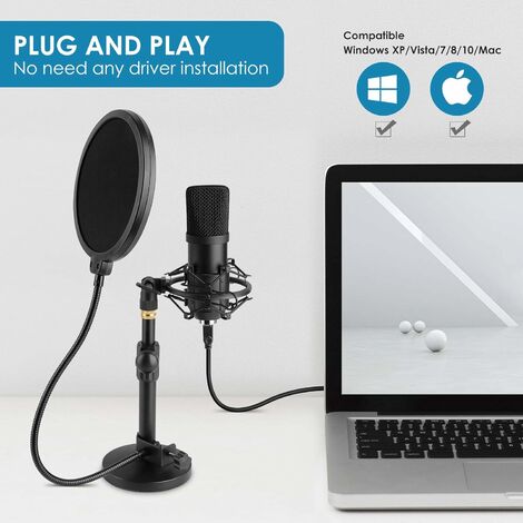 3 PZ Gaming Microfono a condensatore in streaming MICROFONO CONDENSATORE MIC USB PC 
