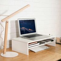 54 x 25.5 x 14 cm PC Homfa Supporto in Legno per TV Computer e Laptop Tavolino con 3 Piani Bianco 