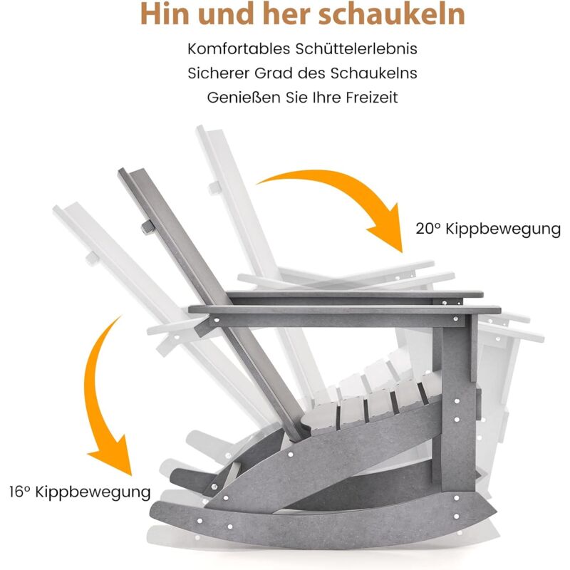 GOPLUS Schaukelstuhl Aus Holz – Outdoor, Mit Verstecktem Getränkehalter, 150 Kg Tragkraft, 80x81x87 Cm