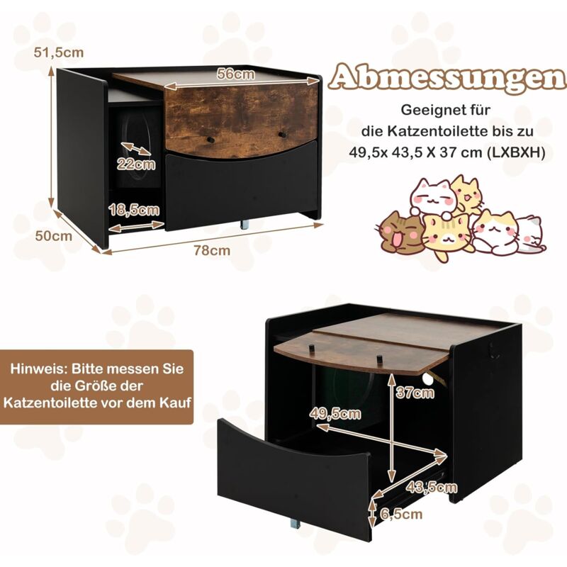 GOPLUS Katzenhaus Outdoor – Wetterfeste Katzentoiletten-Versteck Mit Klapptür, PP-Material, 60x47x54,5cm
