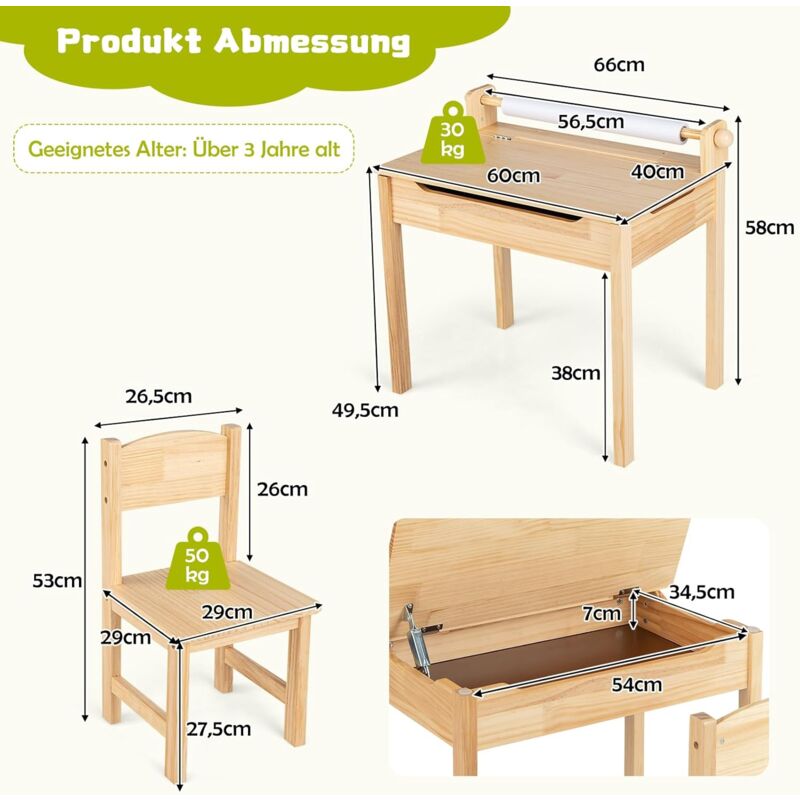 GOPLUS Kindertisch Mit Stuhl, Maltisch Mit Papierro Produktbild-Vorschau 4