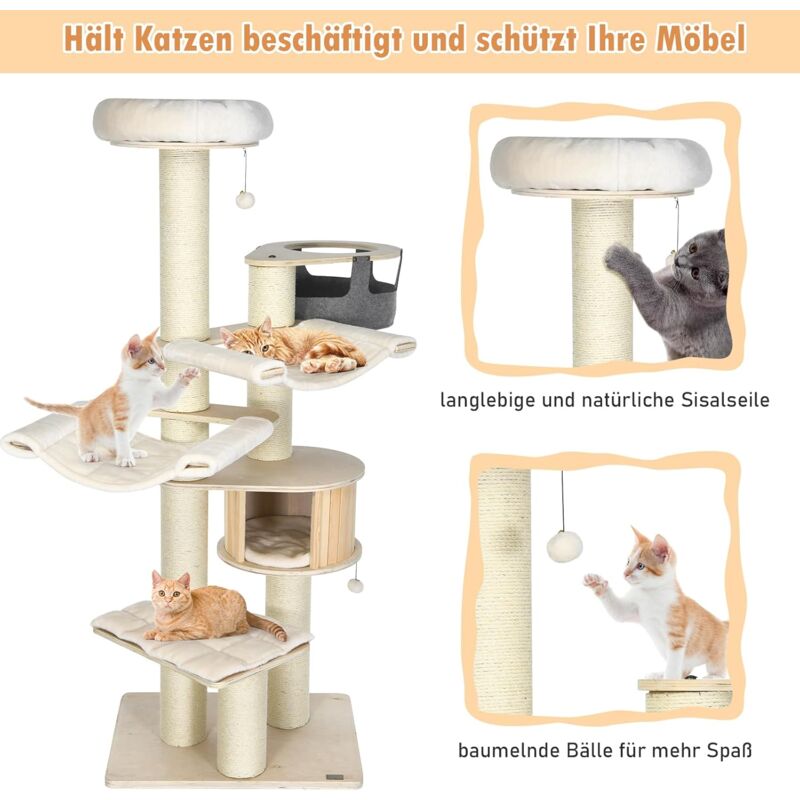 Kleine Katzenbaum Mit Kaktus-Design – 84 Cm Kratzbaum Mit Hängematte Für Kätzchen & Wohnungskatzen