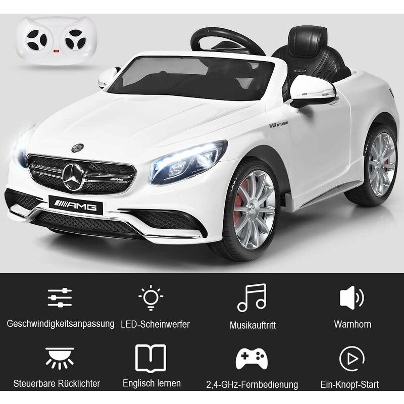 GOPLUS Kinder Elektroauto Mercedes Benz AMG S63, Elektrisches Auto mit 2,4  G Fernbedienung, Simuliertes Kinderfahrzeug