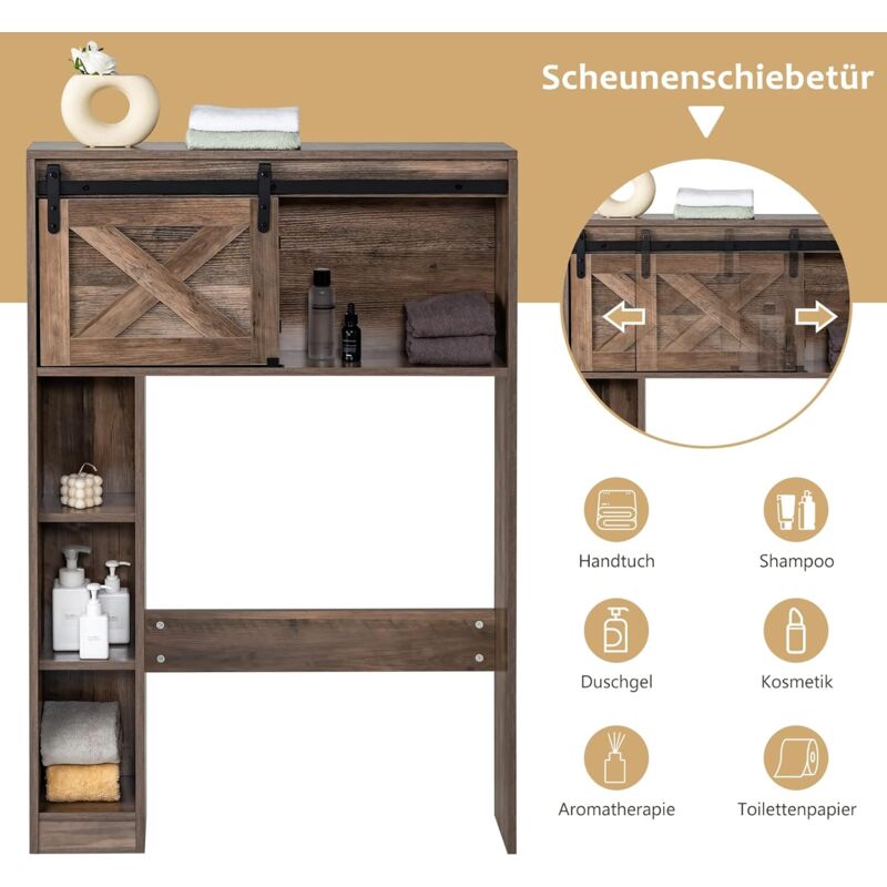 Toilettenregal 139cm Aufbewahrung GOPLUS Toilettenr Produktbild-Vorschau 1