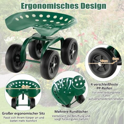 GOPLUS Rollsitz, Gartensitz mit Rollen, Kniebank fahrbar, Arbeitssitz