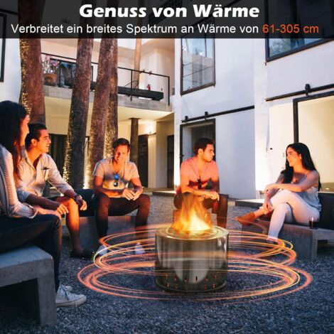GOPLUS 49cm Rauchlose Feuerstelle, EdelstahlFeuerstelle mit Sauerstoff