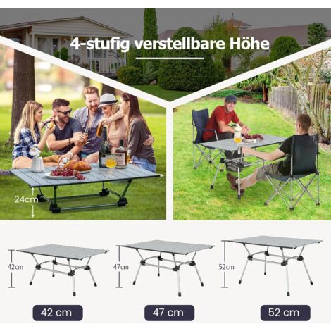 COSTWAY Klapptisch Aus Bambus – Aufrollbarer Campingtisch, 122x60 Cm, Mit Tragetasche | Für Picknick, Garten, Grillen & Camping