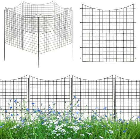 GOPLUS 5 Stück Gartenzaun Metall, Teichzaun, Steckzaun Komplettset, 6