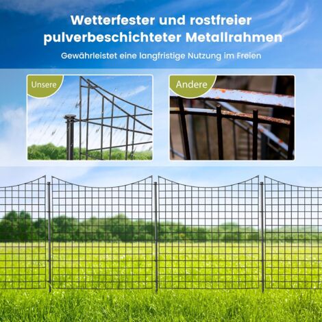 GOPLUS 5 Stück Gartenzaun Metall, Teichzaun, Steckzaun Komplettset, 6