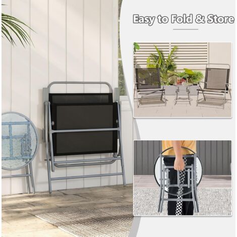 3-teiliges Bistro Set Grau - 60cm Tisch Mit 2 Stapelbaren Stühlen