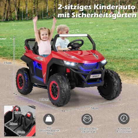 2 Sitzer 12V Kinderauto mit Musik und Scheinwerfer Jeep Auto 118 x 74 x 71  cm - Costway