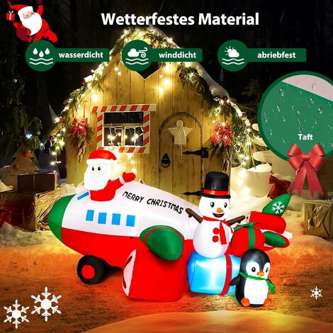 Lichtern Claus 150cm Weihnachtsmann mit aufblasbar Santa GOPLUS aufblasbarer im Gebläse, & Deko, Weihnachtsdekoration Hubschrauber LED