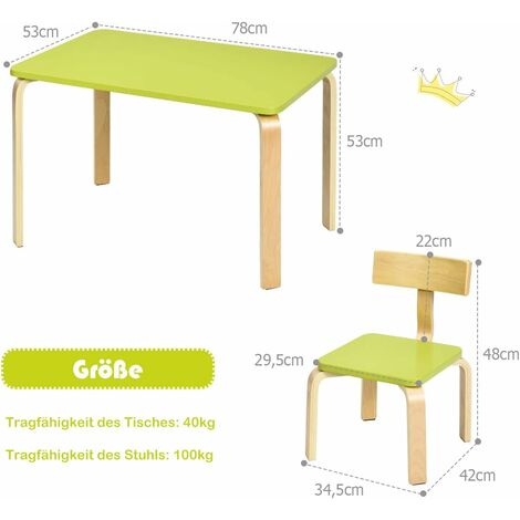 GOPLUS Kindersitzgruppe aus Holz mit 1 Kindertisch und 2 Stühle