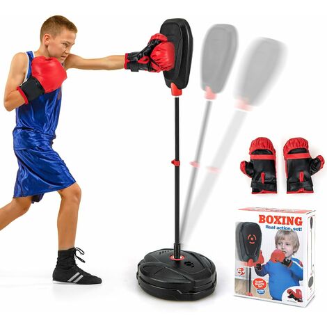 Basis befüllbarer Boxhandschuhe, Punchingball GOPLUS mit Standboxsack 95-126cm höhenverstellbar & Punchingball Aufblasen, freistehender Kinder, ohne