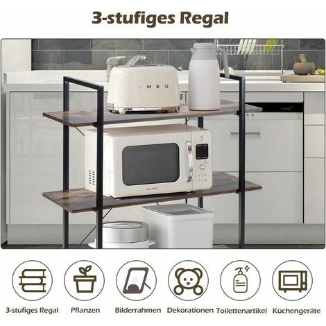 NUMENN Bücherregal Mit 3 Säulen & 5 Ebenen – 14 Offene Regale, Verstellbar, Im Rustikalen Industriestil Für Wohnzimmer & Schlafzimmer