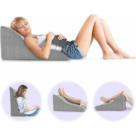 GOPLUS Lesekissen, Keilkissen für Bett und Sofa, ergonomisches Rückenkissen  mit Griff & waschbarem Bezug, Bettkeilkissen für