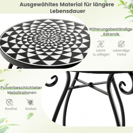 Mosaik Beistelltisch 35cm - Retro Gartentisch Für Balkon & Terrasse