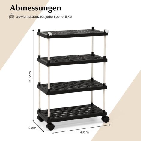 Trintion Mobiles Regal 5-stöckig - Aufbewahrungswagen Mit Rollen 30x30x95cm