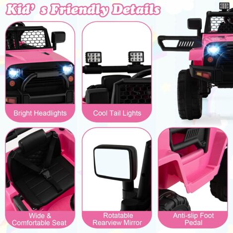 GOPLUS 12V Kinder-Elektroquad – Mit Musik, LED, Bluetooth, Rosa, Für 3–7 Jahre
