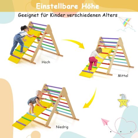 GOPLUS 3 in 1 Kinder KletterdreieckSet, DreieckKletterspielzeug mit
