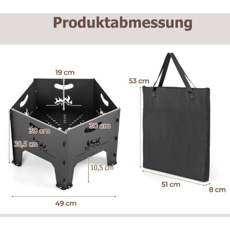 Halo Feuerstelle Outdoor, Faltbar & Tragbar – Inkl. Grillrost Und Tasche, Aus Warmgewalztem Stahl (klein, 25,9 Cm)