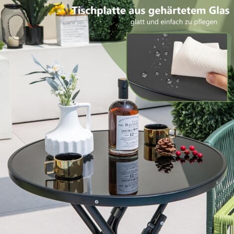 GOPLUS Beistelltisch rund, Ø59cm Gartentisch klappbar aus Metall und