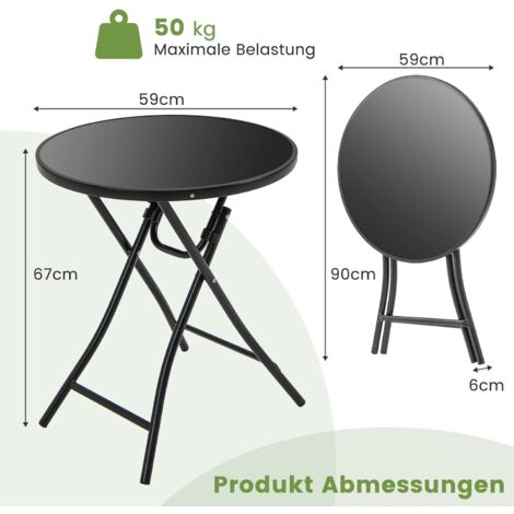 GOPLUS Beistelltisch rund, Ø59cm Gartentisch klappbar aus Metall und