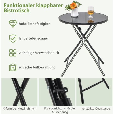 GOPLUS Beistelltisch rund, Ø59cm Gartentisch klappbar aus Metall und
