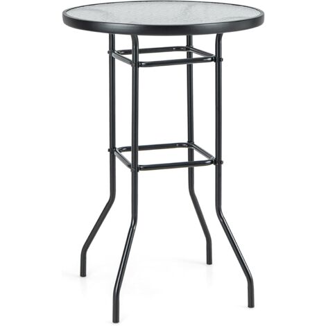Terrassentisch Rechteckiger Kaffeetisch mit Tischplatte Bistrotisch Gartentisch Glastisch Schwarz