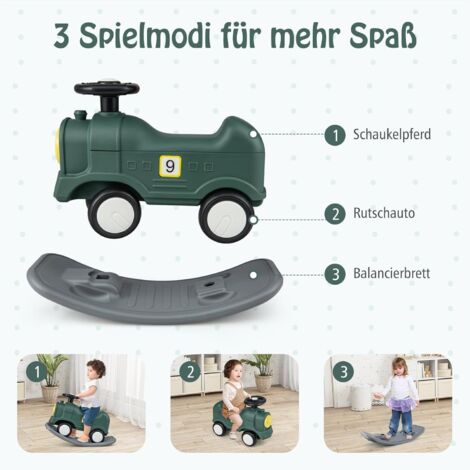3-IN-1 SCHAUKELPFERD FÜR KINDER | Wippe, Rutschauto & Balancierplatte | Ab 1 Jahr