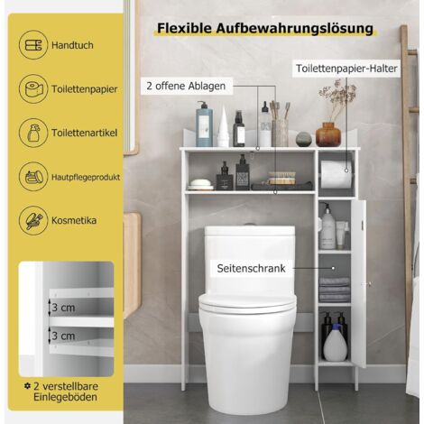 Over The WC Aufbewahrungsschrank Mit Scheunentüren – Rustikaler Badschrank Mit Metallfüßen Und Toilettenpapierhalter