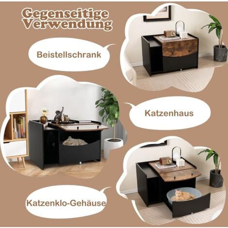 Relaxdays Katzenschrank Für Katzenklo - Weiß/Grau Mit Schublade 53,5x60x51,5cm