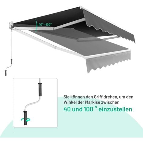 Toboli Gelenkarmmarkise 3x2,5m Anthrazit - UV-Schutz Für Balkon & Terrasse