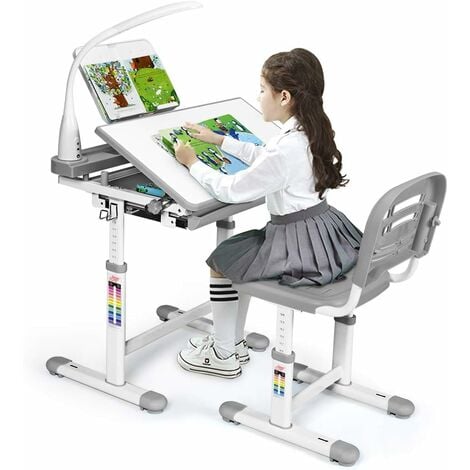 Kinderschreibtisch Schülerschreibtisch Schreibtisch mit Stuhl LED lamp DE