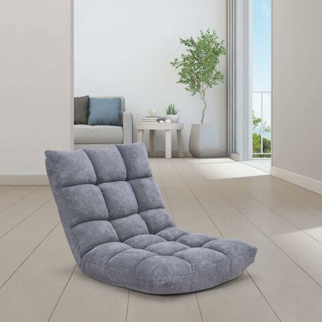 GOPLUS Bodenstuhl, Floor Chair, Meditationsstuhl Faltbar, Bodensofa mit Einstellbarer Rückenlehne,18 Faule Sofa (Grau)