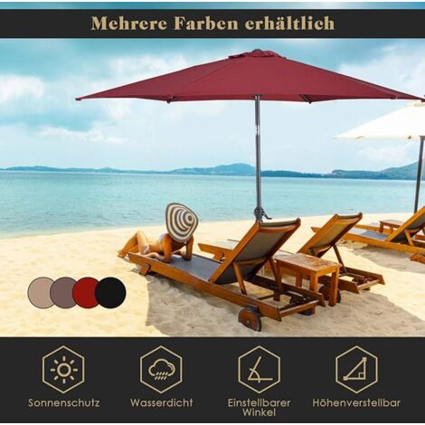 GOPLUS Sonnenschirm 270 Cm – Beidseitig Neigbar, 8 Rippen, Kurbel, Für Garten, Terrasse & Balkon