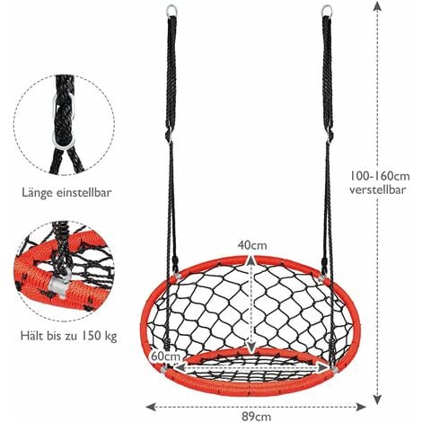 GOPLUS Haengeschaukel mit Sitzlehne, Haengesessel bis zu 150kg, robuste