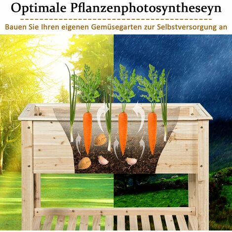 Greemotion Hochbeet Aus Kiefernholz – 79x59x79 Cm, 4 Fächer – Praktisches Balkonbeet Für Kräuter, Blumen & Gemüse