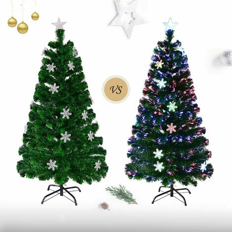 GOPLUS Künstlicher Weihnachtsbaum 210cm, Beleuchteter Glasfaserbaum 