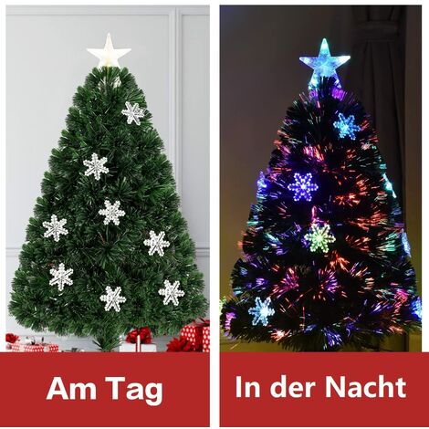 GOPLUS 120 cm Knstlicher Weihnachtsbaum mit Glasfaser Grner Tanne  Christbaum mit Sternspitze Weihnachtsdeko mit Staender