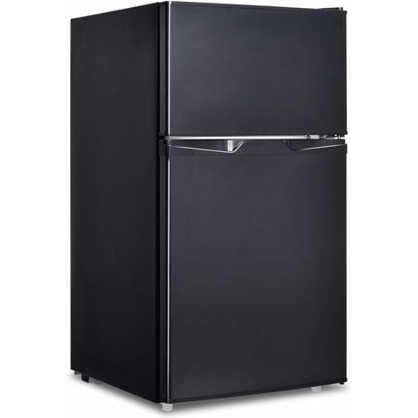 GOPLUS 85L Kühlschrank mit Gefrierfach, Standkühlschrank mit 2 Türen &  Verstellbaren Füssen & LED-Leuchten, Kühl-Gefrier-Kombination mit 7