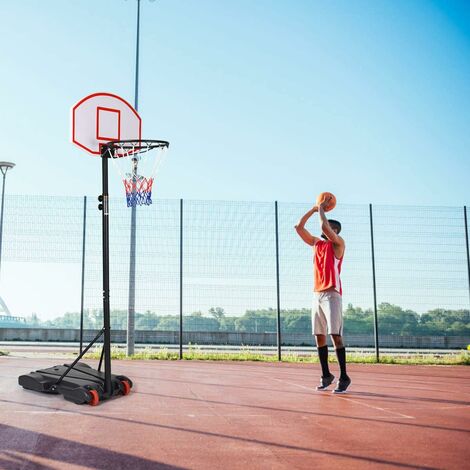 GOPLUS Basketballständer Höhenverstellbar 200–305 Cm – Robuster Outdoor-Korb Mit Stabilem Stahlgestell, PE-Board, Befüllbarem Standfuß & Rollen