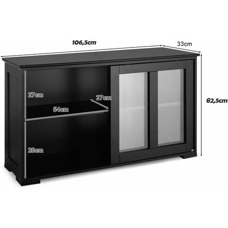 GOPLUS Sideboard, Küchenschrank, Anrichte-Schrank, Badkommode, Beistellschrank, Standschrank, Mehrzweckschrank mit Schiebetüren (Schwarz)