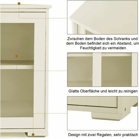 GOPLUS Sideboard, Küchenschrank, Anrichte-Schrank, Badkommode, Beistellschrank, Standschrank, Mehrzweckschrank mit Schiebetüren (Beige)