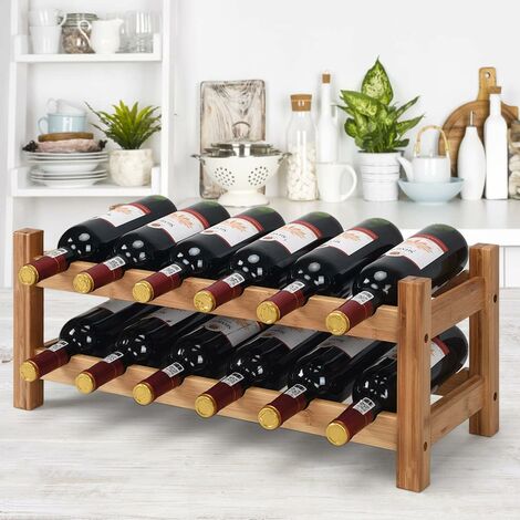 Weinregal Aus Bambus – 8 Ebenen, Für Bis Zu 69 Flaschen, Freistehend, 85x25x104 Cm, Stapelbar & Modular