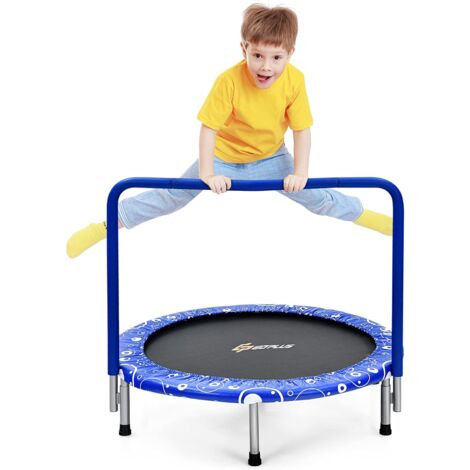 GOPLUS φ92cm Kinder MiniTrampolin mit Haltegriff, klappbares