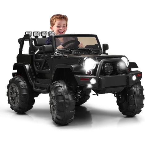 GOPLUS Kinder-Elektroauto, 12V batteriebetriebener Elektro-Jeep mit 2,4 GHz  Fernbedienung, Musik, LED-Scheinwerfer, Langsamer