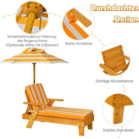 GOPLUS Kinderliege mit hoehenverstellbarem Schirm, Balkonliege mit
