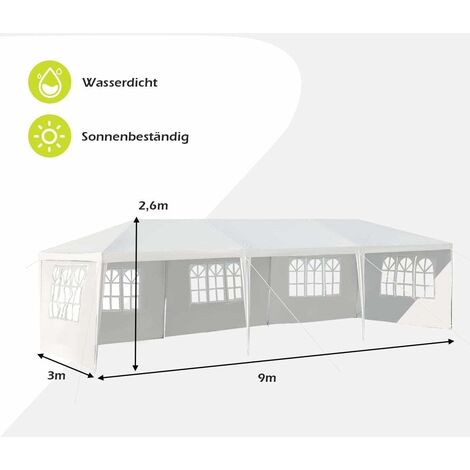 GOPLUS 3 x 9 m Partyzelt, Pavillon Zelt mit 5 Seitenwaende, Festzelt ...